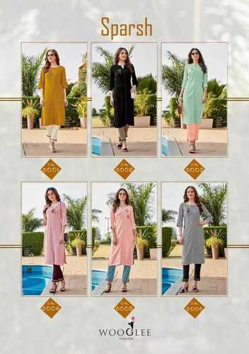 Wooglee - Heavy Rayon Top with Jam Cotton Bottom | Embroidery & Handwork, 3-4th Sleeve Style, Formal Wear for Ladies, Available in Multiple Sizes