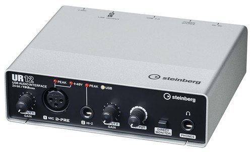 Steinberg UR12 USB Audio Interface - 6.3 x 5.7 x 1.8 Inch, 850 Gram Weight | 24-Bit/192 kHz, Phantom Power, Compact Design, Cubase AI Included