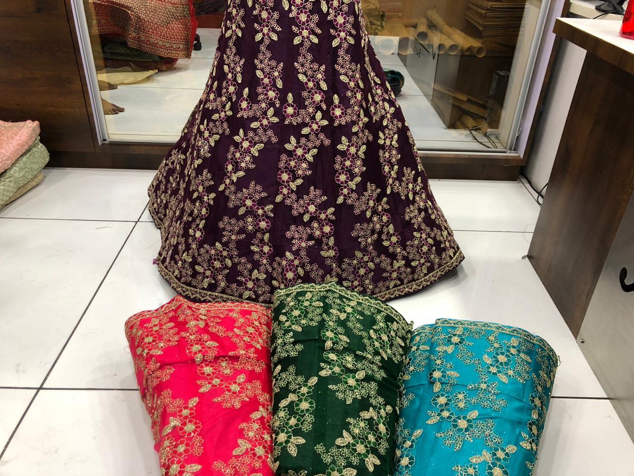 Marron Blue Red Ethenic Lehenga