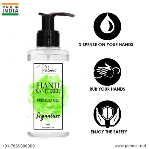 PALMIST HAND SANITIZER WITH PUMP 500ML - Pack of 3, Tizuka, Signature & Brace Fragrances | Kills 99.99% Germs, Suitable for All Ages, 36 Months Shelf Life, Transparent