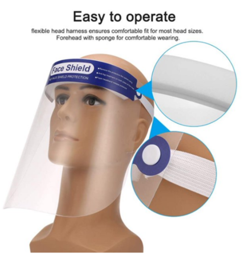 कम्फर्ट स्पंज के साथ ट्रांसपेरेंस फेस शील्ड