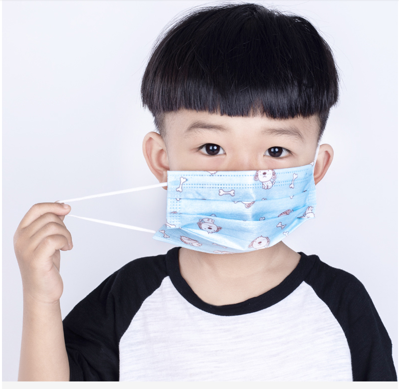 White/bleu Non Medical Disposable 3layer Kids Face Mask
