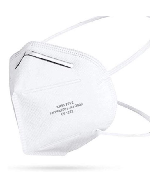 Kn95 Mask - 5-layer Non-woven Fabric, Adjustable Nose Bridge, Elastic Ear Loops, White Color, Certified Protection Against Particles And Viruses