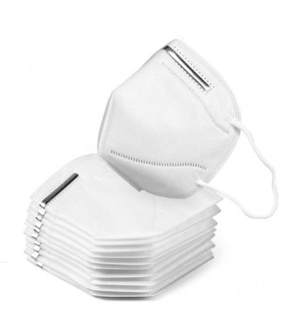 Kn95 Mask - 5-layer Non-woven Fabric, Adjustable Nose Bridge, Elastic Ear Loops, White Color, Certified Protection Against Particles And Viruses