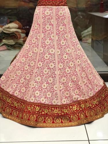 Party Wear Lehenga - Modern Striped Cream Color, Available in Sizes S, M, L with Short Sleeves for All Seasons