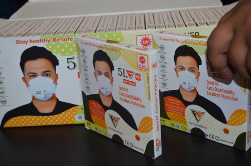 5 Layer N95 Respirator Face Mask - 10 Pack, 2 PP Spun Bond Layers, 2 Meltblown Layers, White Color, Breathable, Splash Resistant, Soft Edges, Flexible Fit