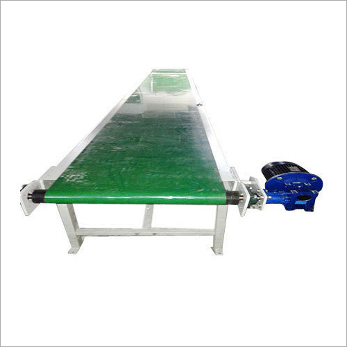 Flat Belt Conveyor - PVC Material, 12 Inch Width, 10 Feet Length | 1 HP Motor Power, Variable Speed, Steel Frame