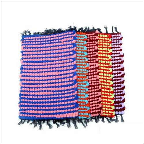 Multicolor Cotton Door Mat - Cotton, 16x24 Inches, Multicolor | Washable, Rectangle Shape for Home Use