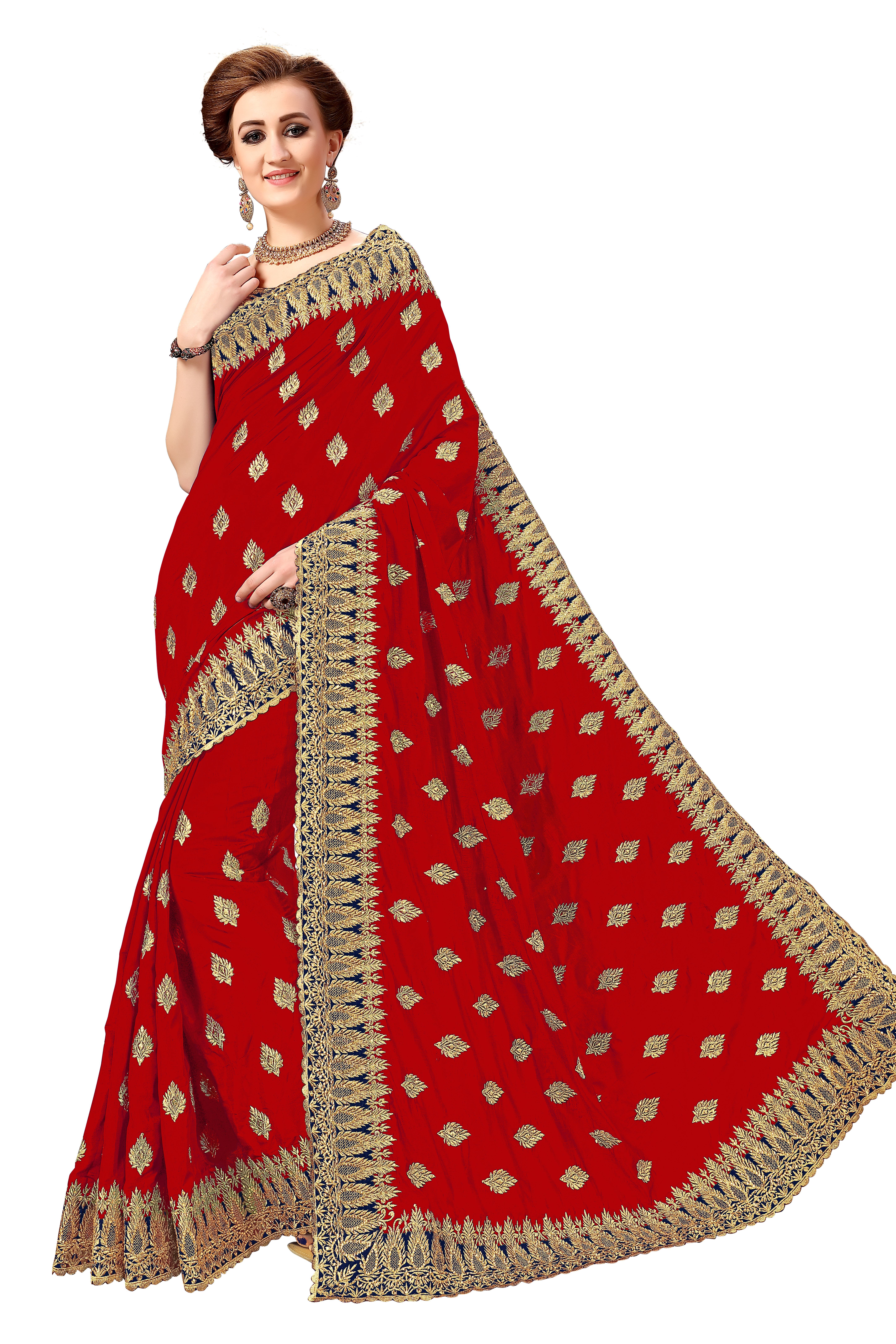 Blue Ethnic Design Silk Embroidery Work Saree