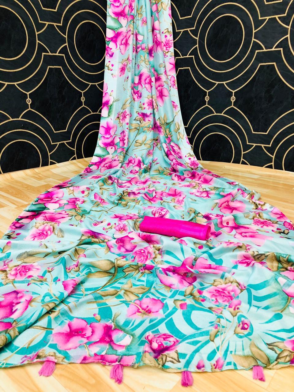Ethnic Jute Silk Printed Sarees