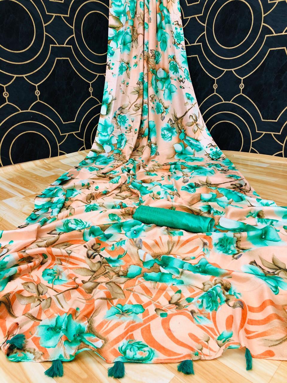 Ethnic Jute Silk Printed Sarees