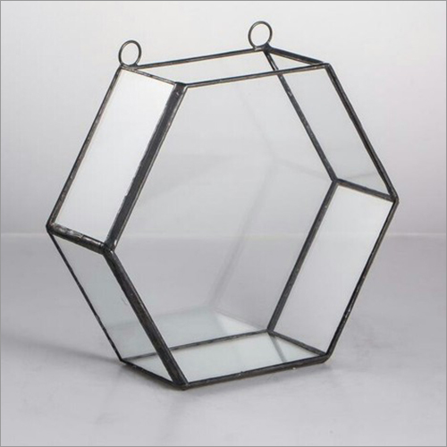 Hexagonal Shaped Wall Terrarium - Polished Finish, Decorative Wall Art Piece for Indoor Greenery Display