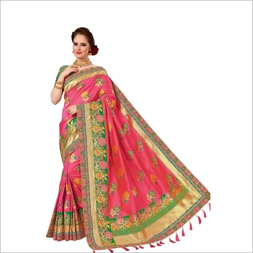 Green Jacquard Banarasi Silk Embroidery Border Saree