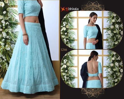 Party Wear Lehenga - Color: Sky Blue Colour