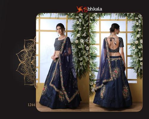 Party Wear Lehenga - Embroidered Modern Design | Blue Color, Available in Size S, M, L, XL, All Season