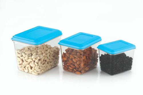 Small Food Storage Containers - Transparent Plastic, Square Shape, Multi-Purpose Use | Available in Blue, Red, Yellow, Attractive Design, Good Finishing
