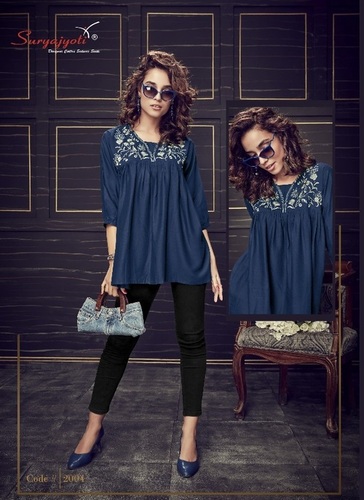 COSMIC VOL-1 - Rayon Dyed Kurti, 45 to 46 Inches Length | Blue Digital Print, Available in M, L, XL, 2XL Sizes, Fancy Bag Pack