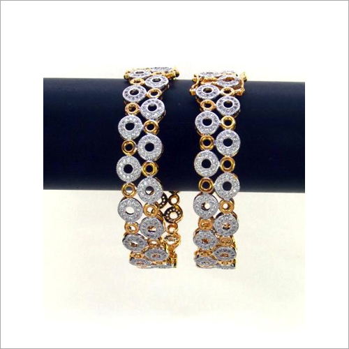 Designer Cz Bangles Set - High Quality Brass With 24 Carat Gold And Pure Rhodium Plating | Women's Jewelry For Anniversary, Engagement, And Party Occasions