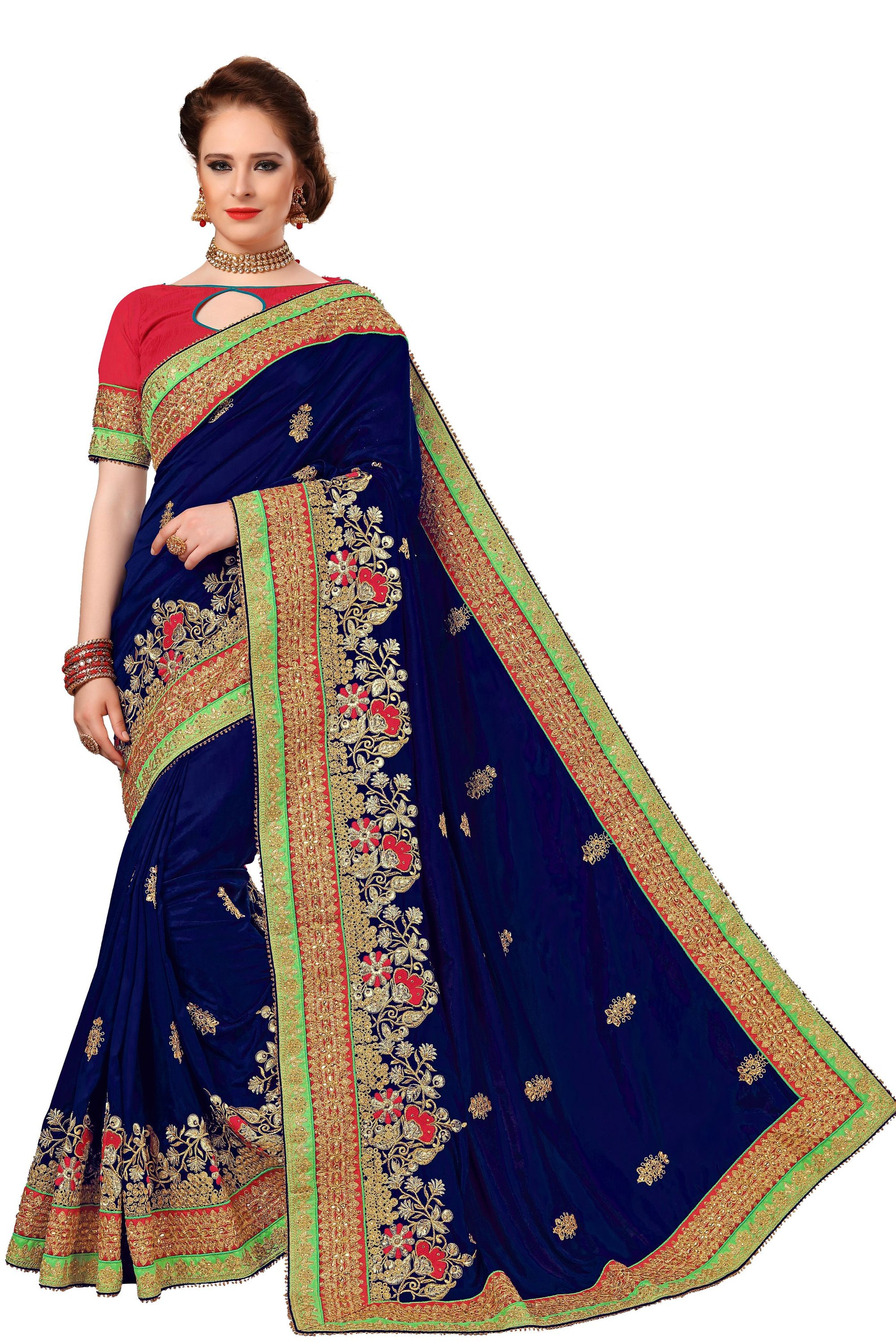 Pink Silk Embroidered Work Saree