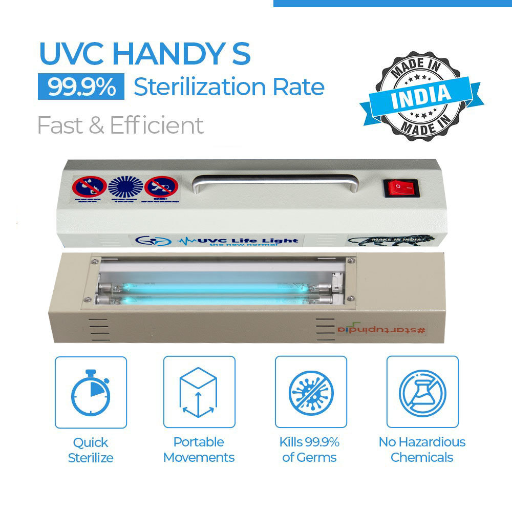 Uvc Hand Held Disinfectant - 35 Cm Length, White Color | 99.99% Virus & Germ Elimination, 11000 Hour Philips Uvc Lamp