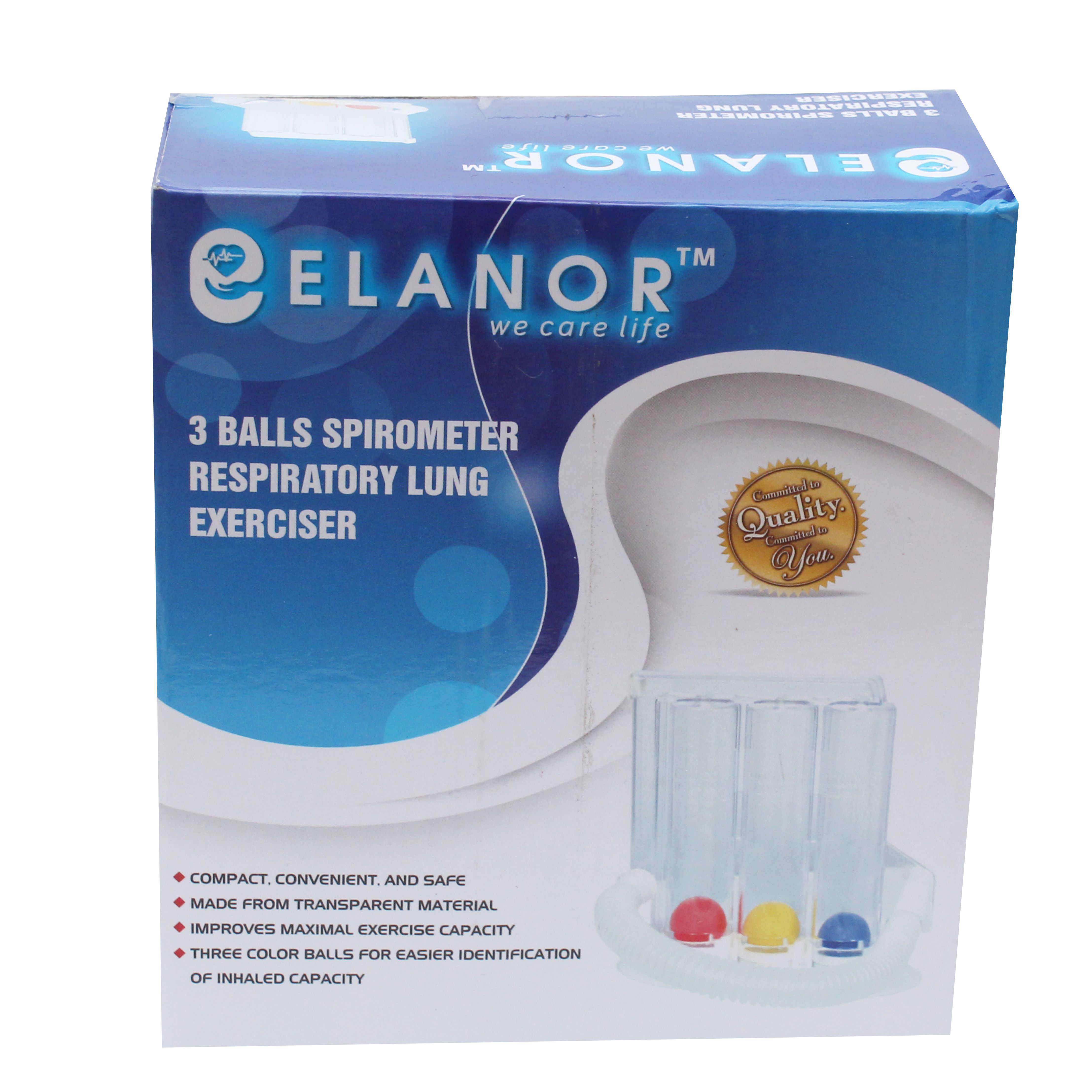 Lung Exerciser 3 Ball Spirometer - Breakage Proof Plastic, Lightweight 200 Gm | User-friendly Design, Optimized Mouthpiece, Easy Cleaning
