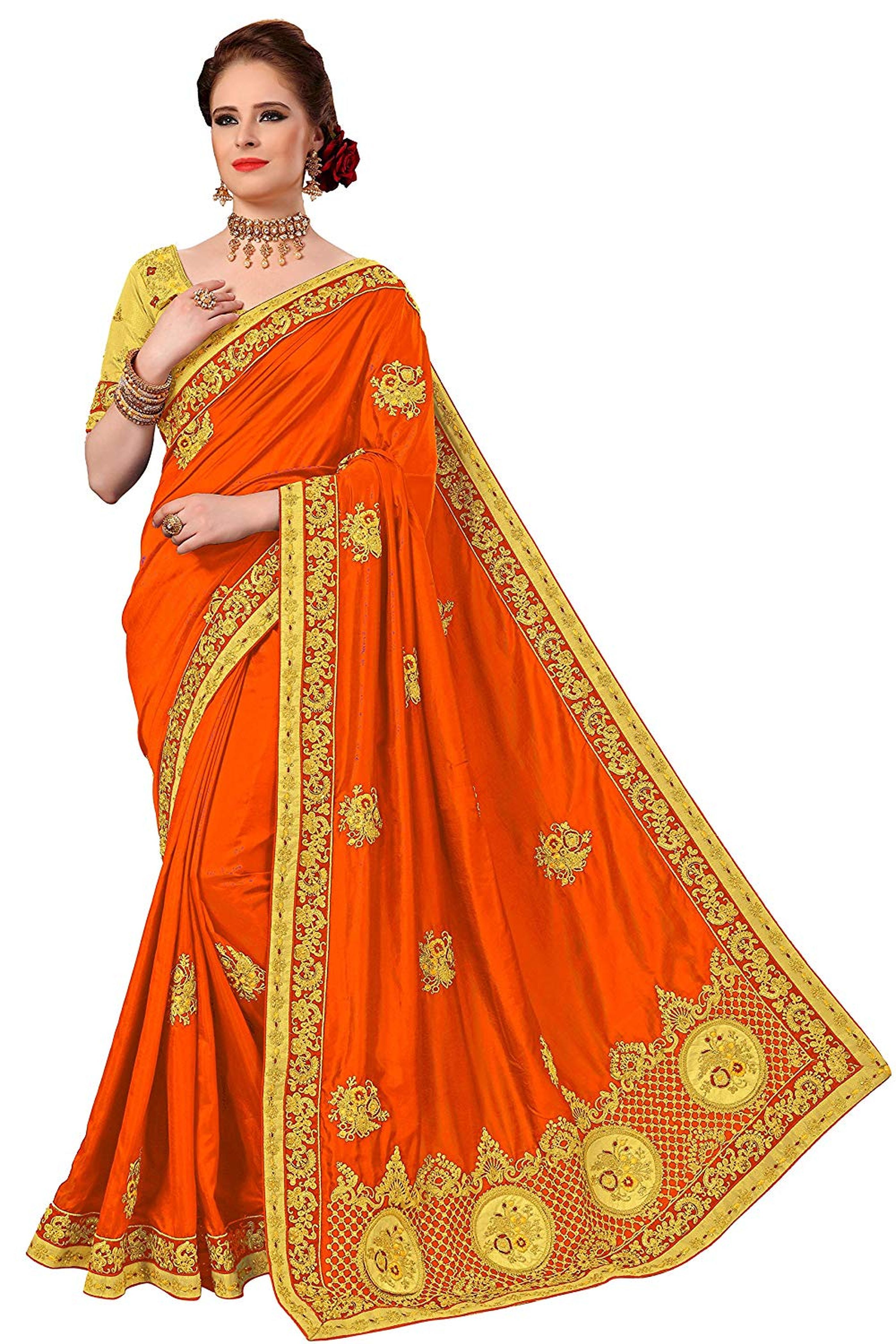 Pink Silk Embroidered Work Saree