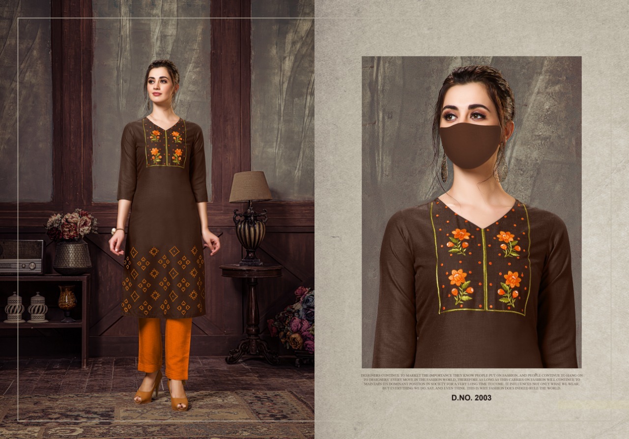 Chingari Vol-2 Cotton Kurti - Heavy Soft Cotton Slub, Sizes L-xxl | Embroidered Print, 3/4 Sleeve, Washable, Ideal For All Seasons