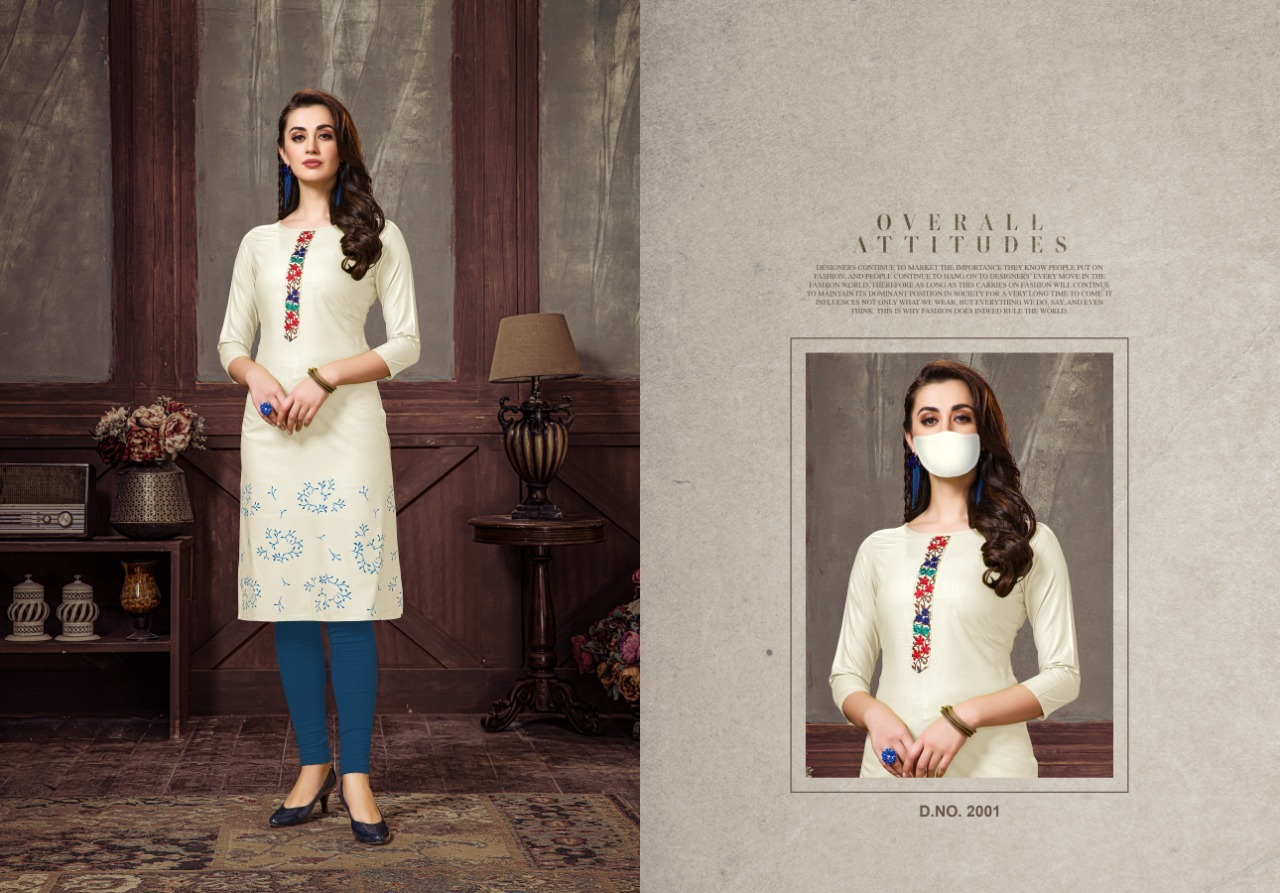 Chingari Vol-2 Cotton Kurti - Heavy Soft Cotton Slub, Sizes L-xxl | Embroidered Print, 3/4 Sleeve, Washable, Ideal For All Seasons