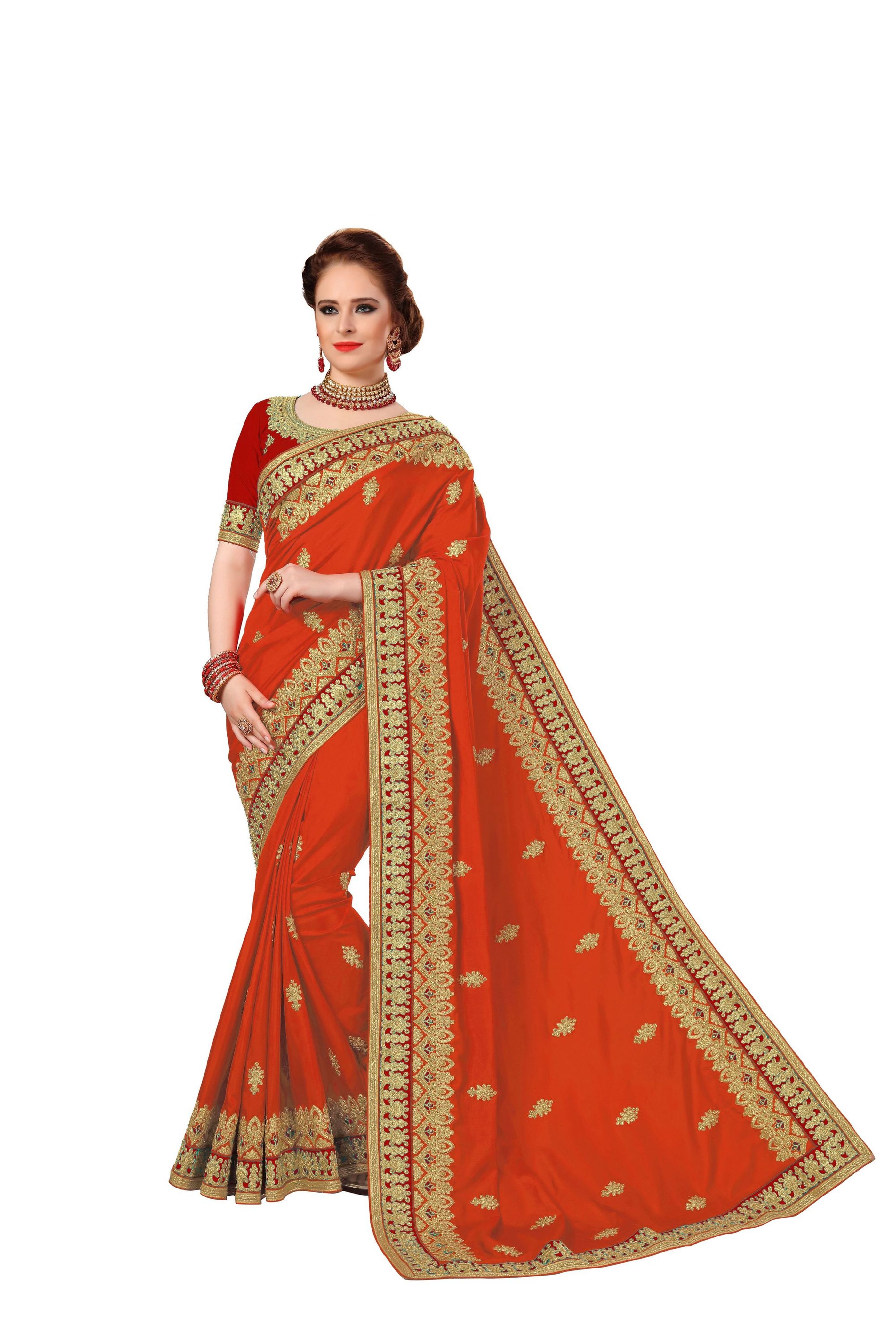 Blue Silk Embroidered Work Saree