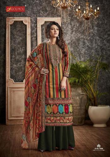 कैटलॉग के अनुसार सिल्की डिज़ाइनर सूट