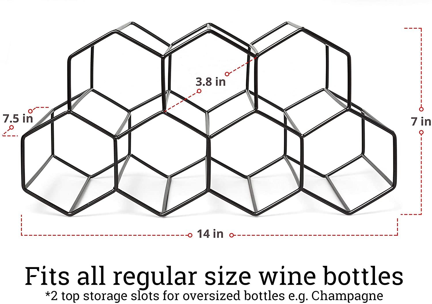 Countertop Wine Rack - 9 Bottle Wine Holder For Wine Storage - No Assembly Required - Modern Black Metal Wine Rack - Wine Racks Countertop - Small Wine Rack - Wine Bottle Storage - Tabletop Wine Rack