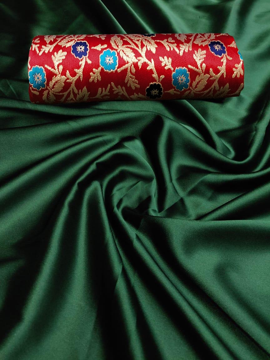 Devsena Japan Satin Silk - Pure 14 Kg Satin Fabric, Blouse 1 Mtr Jacquard | Breathable, Washable, Customized Size, All Season, Traditional Ethnic Wear
