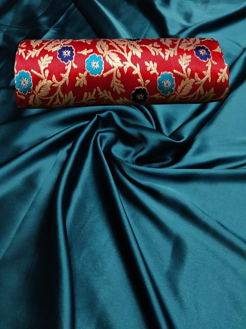 Devsena Japan Satin Silk - Pure 14 Kg Satin Fabric, Blouse 1 Mtr Jacquard | Breathable, Washable, Customized Size, All Season, Traditional Ethnic Wear