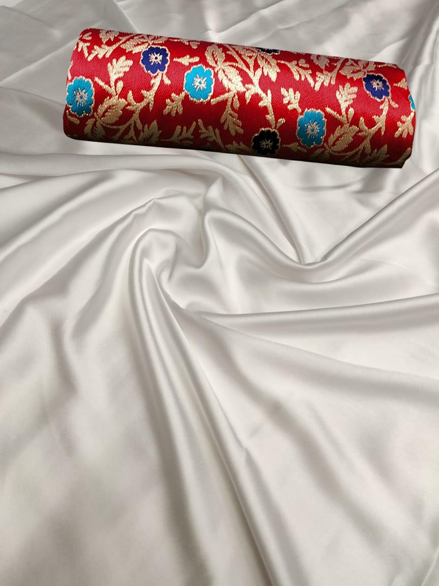 Devsena Japan Satin Silk - Pure 14 Kg Satin Fabric, Blouse 1 Mtr Jacquard | Breathable, Washable, Customized Size, All Season, Traditional Ethnic Wear