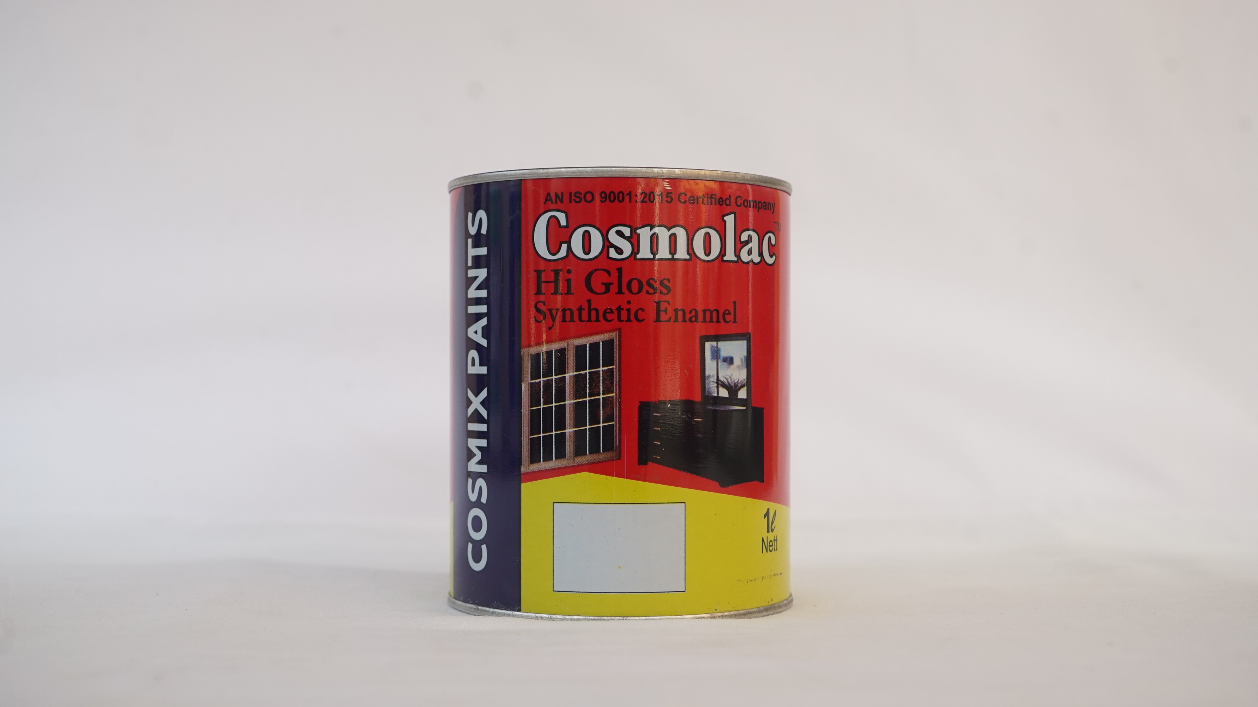 Cosmolac Hi Gloss Synthetic Enamel - Synthetic Alkyd Resin, 1 Liter Can, White Gloss Finish | Fast Drying 2-4 Hours, Coverage 10-12 Square Meters