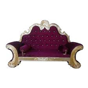 Wedding Sofa Set - Velvet Upholstered, 6ft X 3ft X 2ft | Traditional Wood Frame, Burgundy Color, Gold Finish