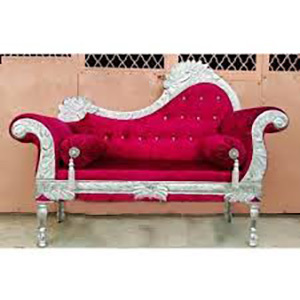 Wedding Sofa Set - Velvet Upholstered, 6ft X 3ft X 2ft | Traditional Wood Frame, Burgundy Color, Gold Finish