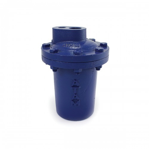 Cast Iron Vertical Inverted Bucket Type Steam Trap - 210 mm Size, Blue Color | Renewable Stainless Steel Parts, Medium Pressure for Water, Steam, and Oil