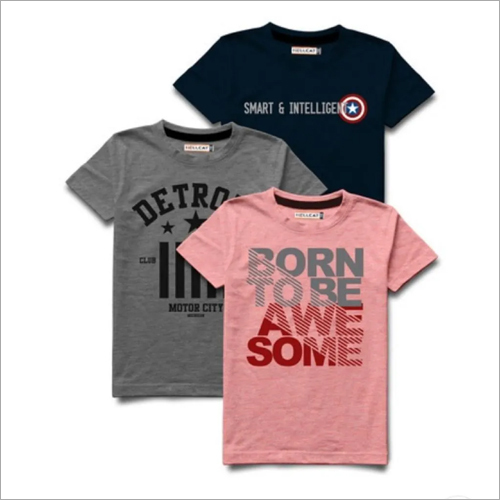 Boys Round Neck Printed T-Shirt - Cotton Blend | Available in S, M, L, XL Sizes, Short Sleeves, Various Color Options, Trendy Printed Patterns