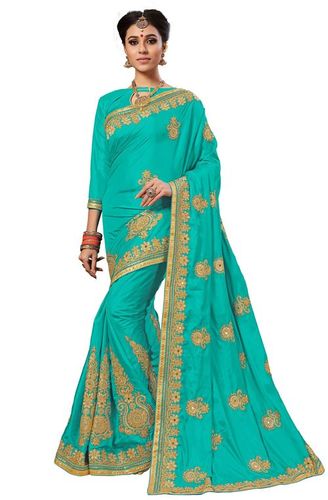 रेड सिल्क मिरर एम्ब्रायडरी वर्क साड़ी