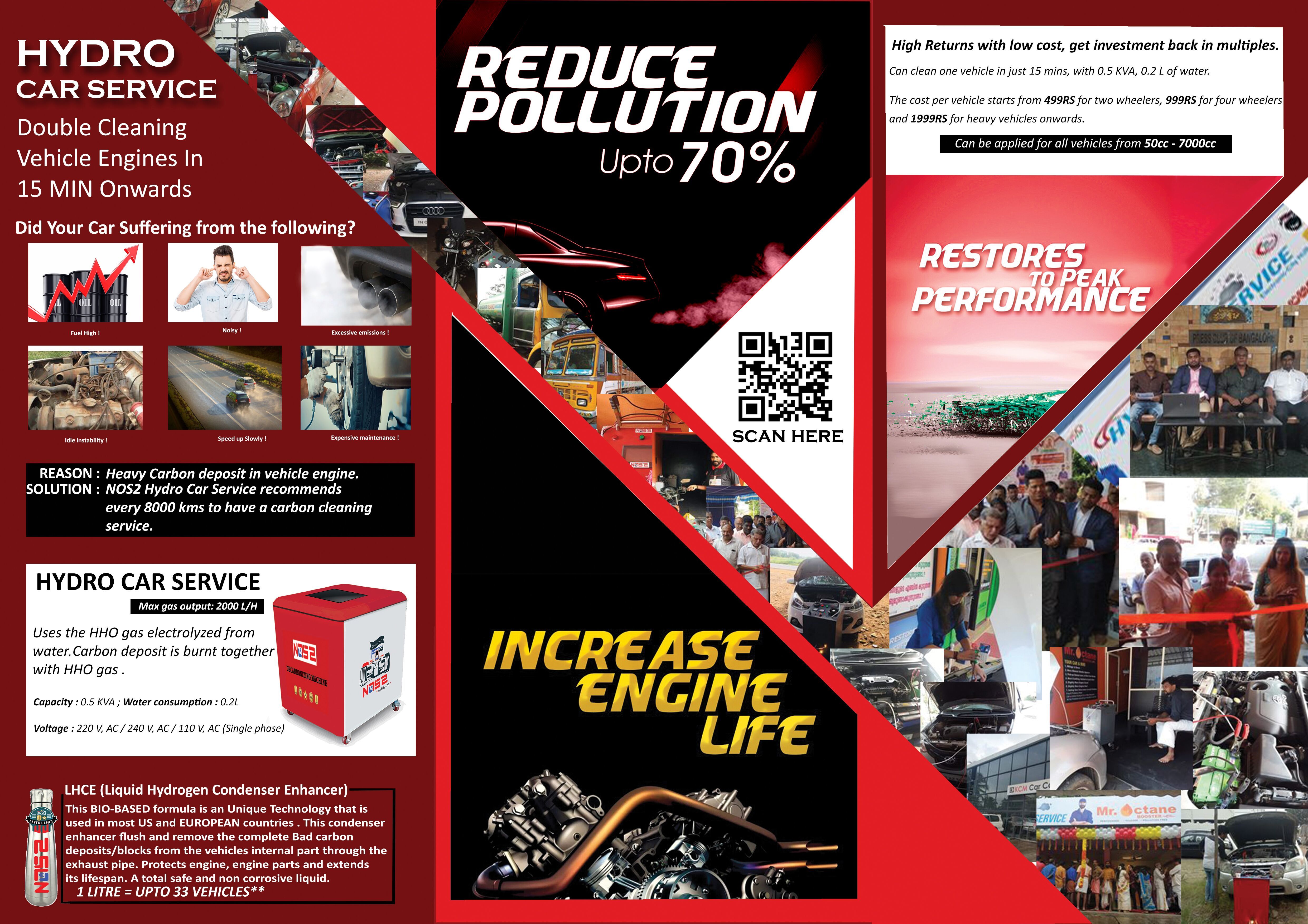 Hho Auto Decarbonizing Machine - Metal, 31x22 Inches, Red With White | 3000 Lph Capacity, Reduces Carbon Emissions, Increases Engine Life, Easy Usability