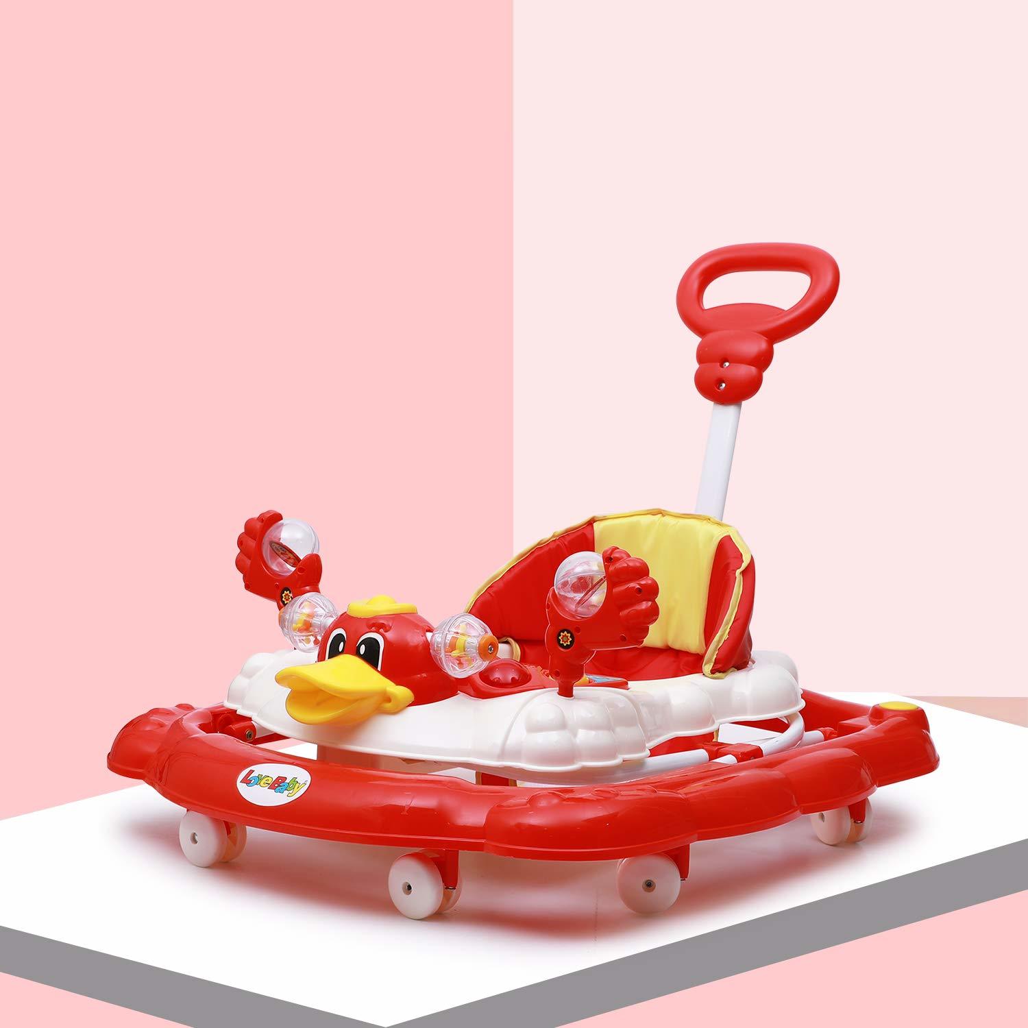 Baby Walker - Plastic, 3.5 Kg , Red And Blue Colors With Handle For Ages 6 Months To 4 Years