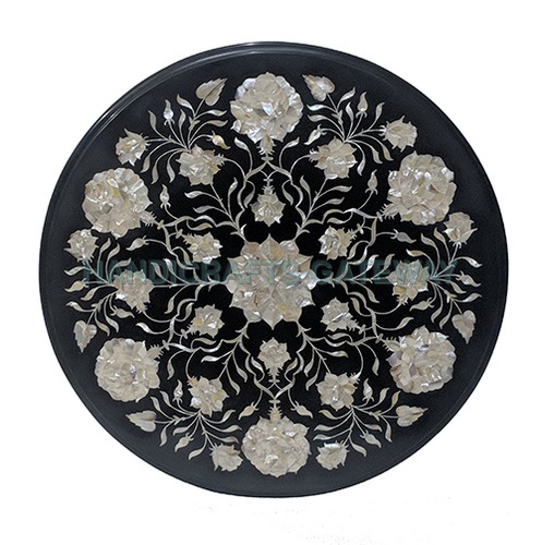 पर्ल इनले डिज़ाइन कॉफ़ी टेबल टॉप की भारतीय महंगी ब्लैक मार्बल मदर