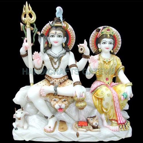 Multi Color Exclusive Pure Marble Shiv Parwati Statue