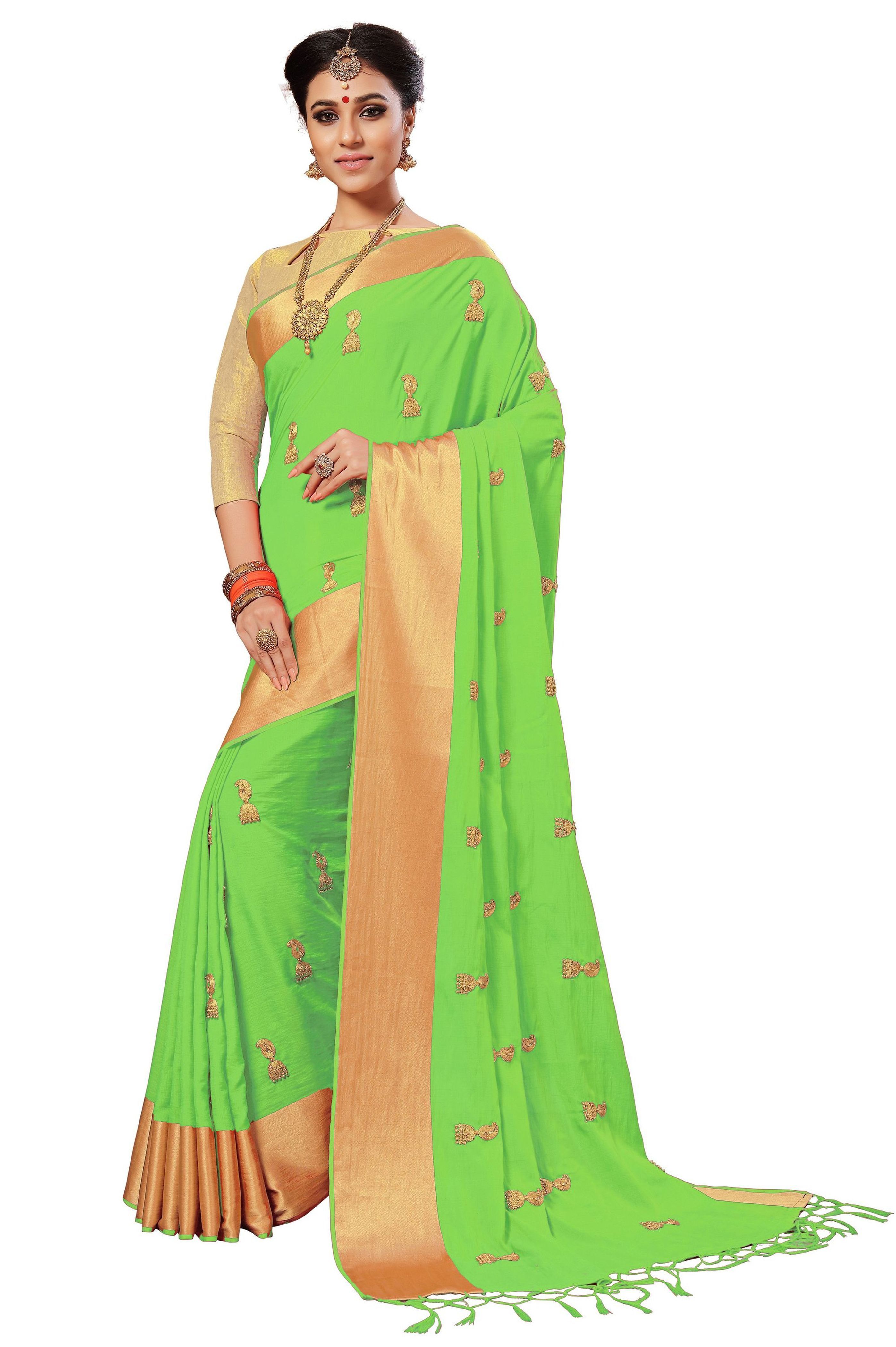 Pink Silk Embroidered Work Saree