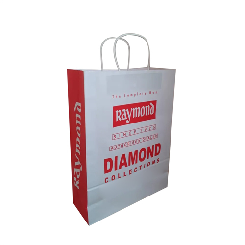 Printed Paper Bag - Kraft Paper, Hand Length Handles, White Color, Printed Style