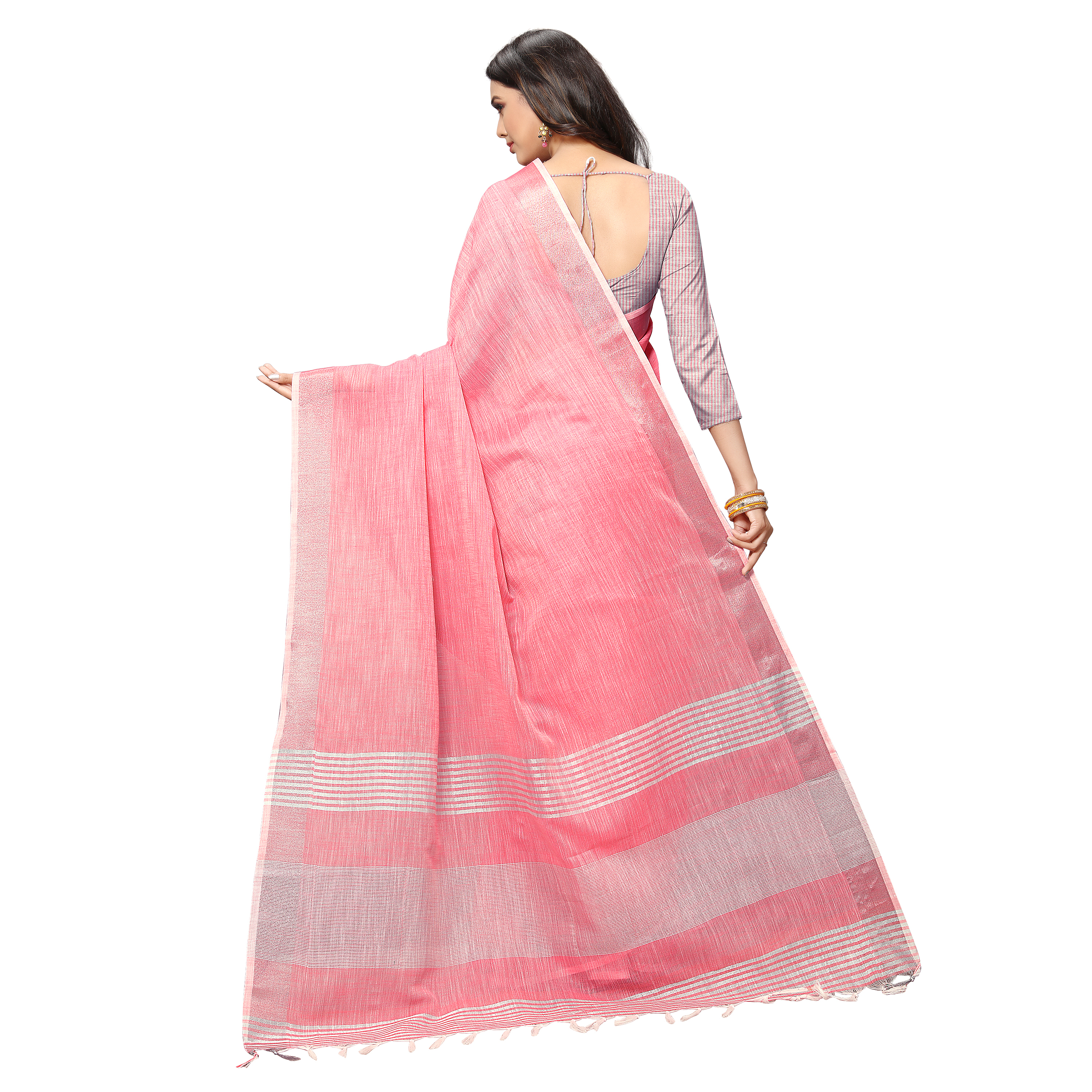 Silver Linen Saree - Georgette Material, Traditional Style | Ideal For Rainy, Spring, Summer, And Winter Occasions In Bollywood Fashion