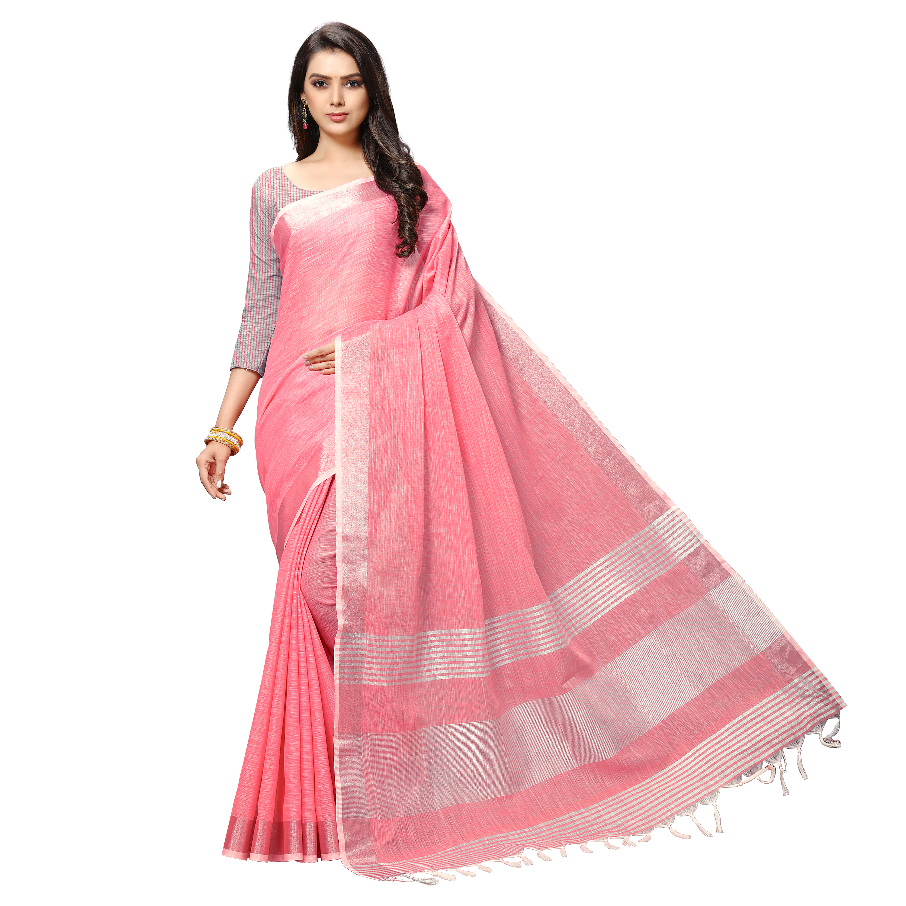 Silver Linen Saree - Georgette Material, Traditional Style | Ideal For Rainy, Spring, Summer, And Winter Occasions In Bollywood Fashion