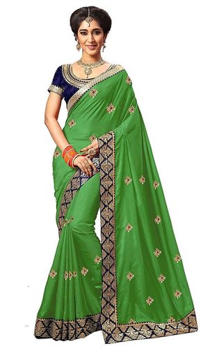 Beige Silk Embroidery Border Work Saree