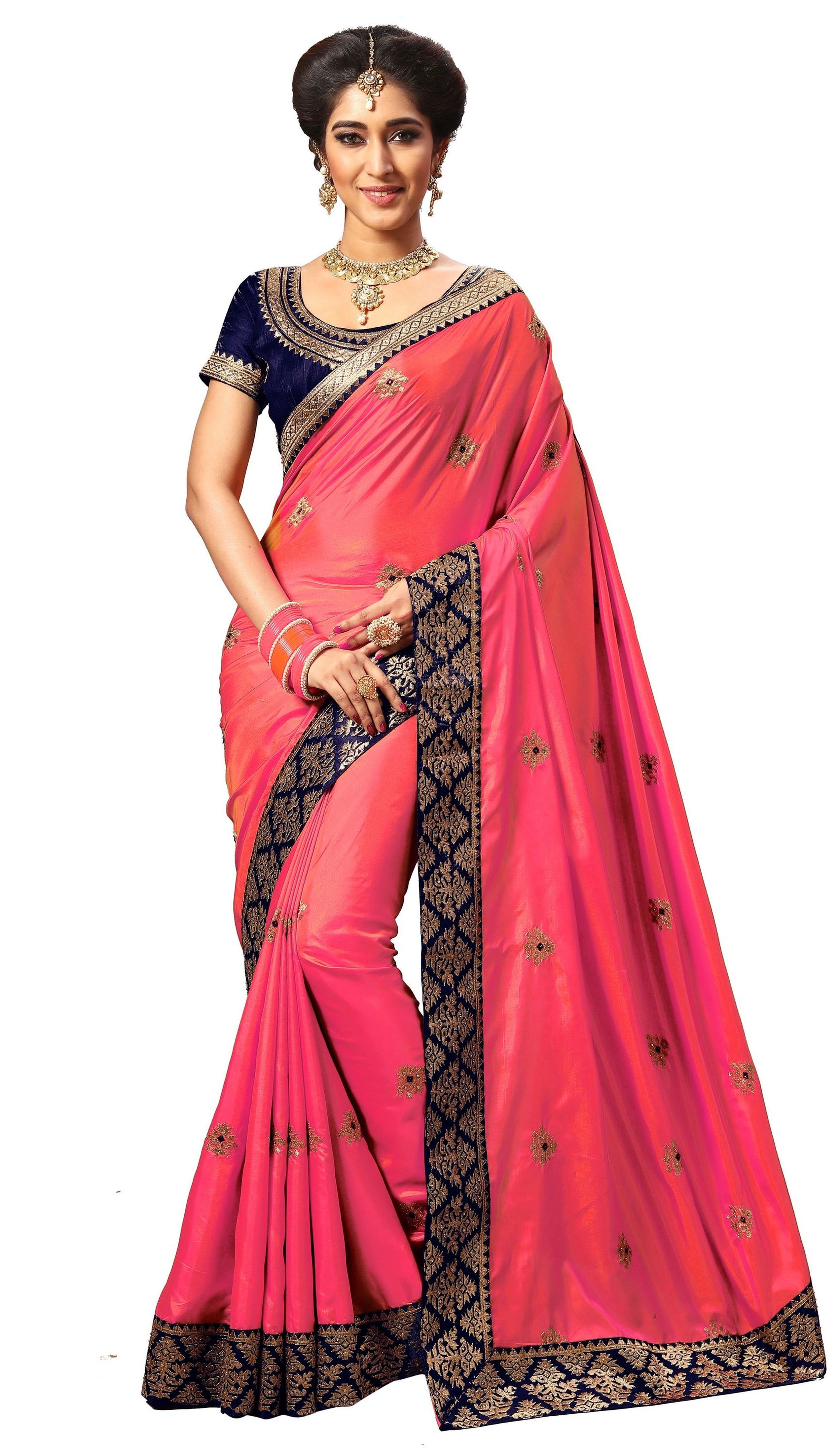 Beige Silk Embroidery Border Work Saree